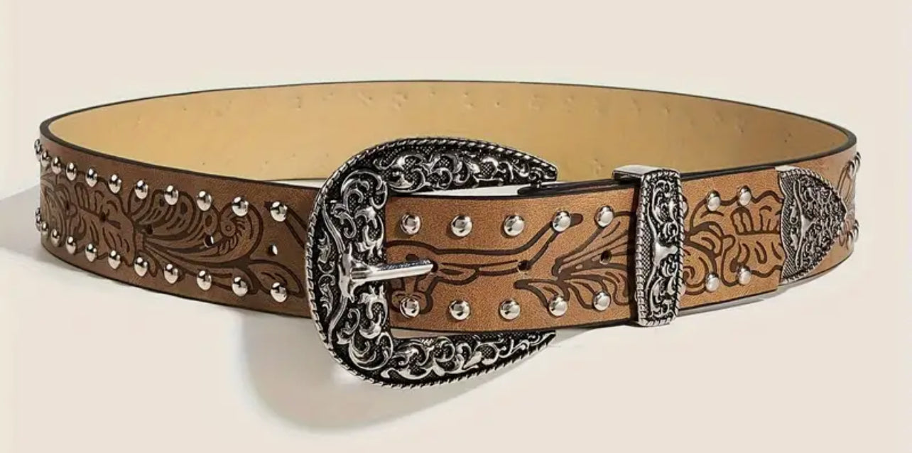 Western Bull Head Buckle Belt